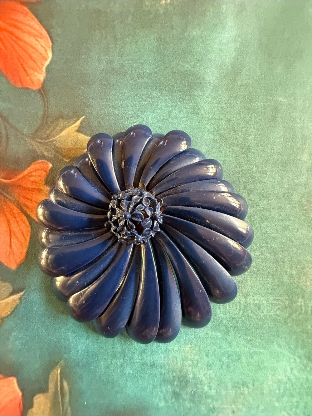 Stylish Navy Flower Enamel Brooch - Women's Accessory